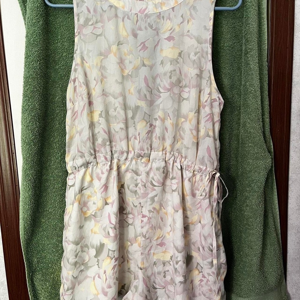Kimchi Blue Pink Cream Floral Sleeveless Romper Open Back Medium